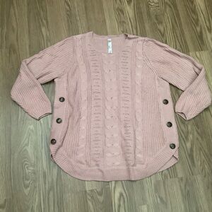 Pina Rossi  Acrylic Knit Sweater Womens 1X Long Sleeve Button Detail Pull Over